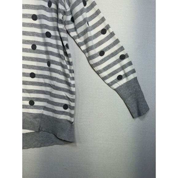 Lane Bryant Womens Striped Polka Dot Sweater 14/16 Gray & White Soft - Picture 7 of 13